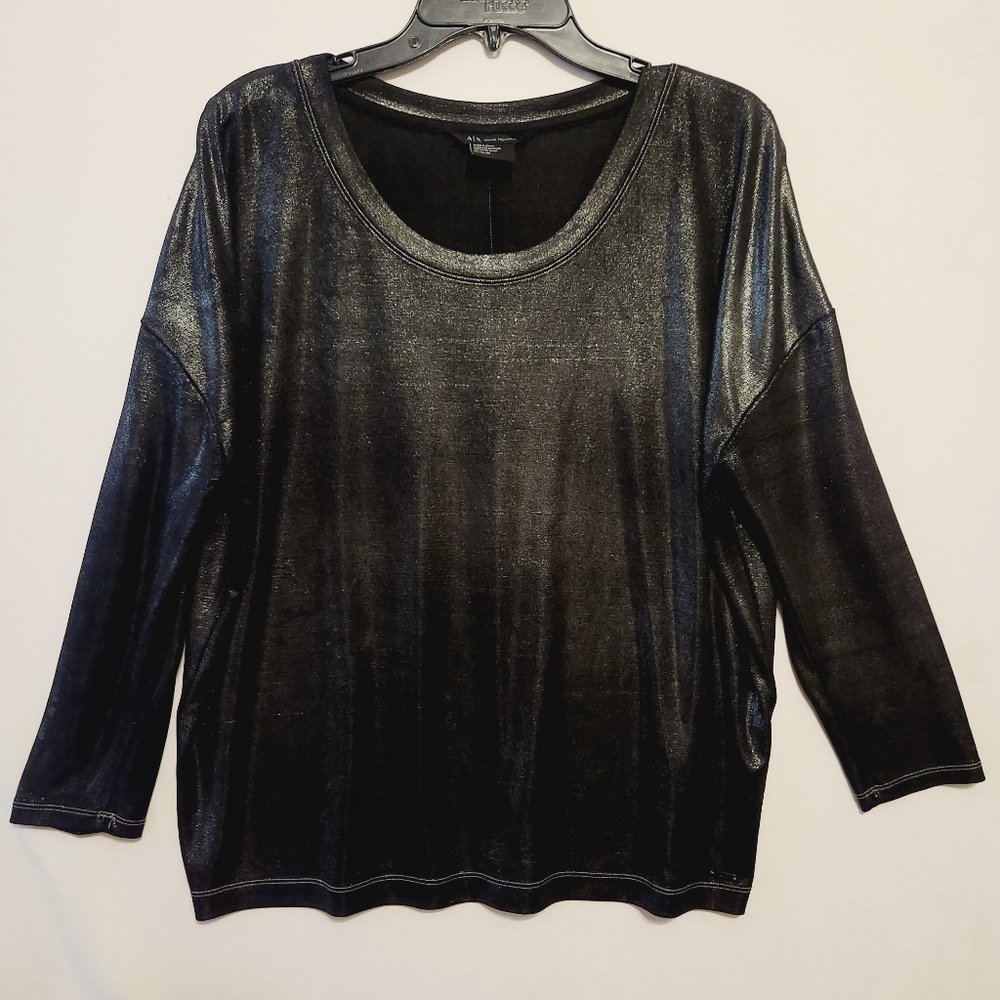 Armani Exchange Silver Metallic Lightweight Long Sleeve